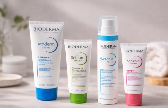 Different Bioderma moisturizer variants for dry, oily and sensitive skin