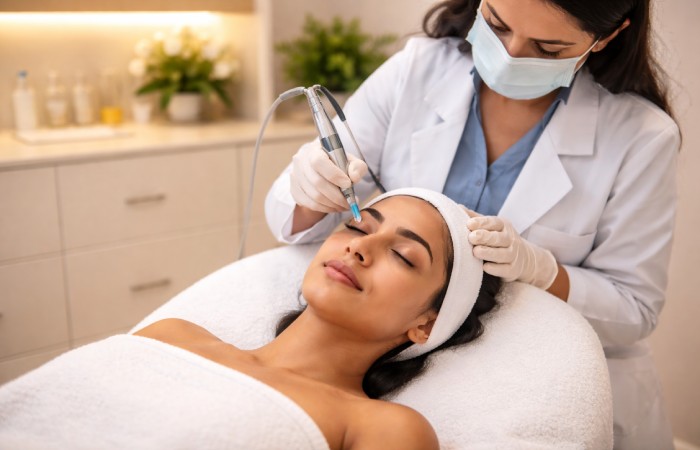 professional medifacial treatment performed by dermatologist in clinic